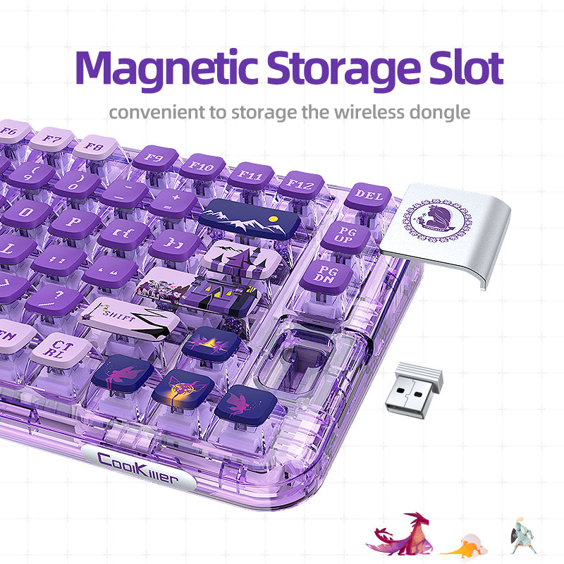 YUNZII x CoolKiller CK75 Wireless Transparent Gasket Mechanical Keyboard-Fairy Purple