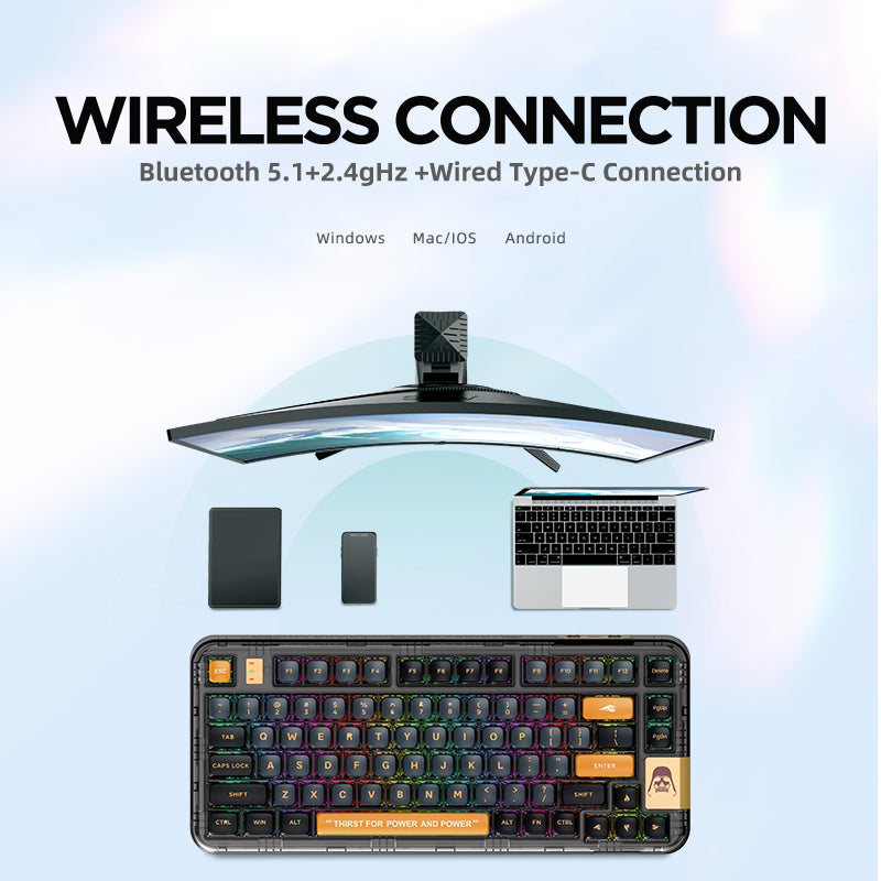 YUNZII x CoolKiller CK75 Wireless Transparent Gasket Mechanical Keyboard-Black Knight
