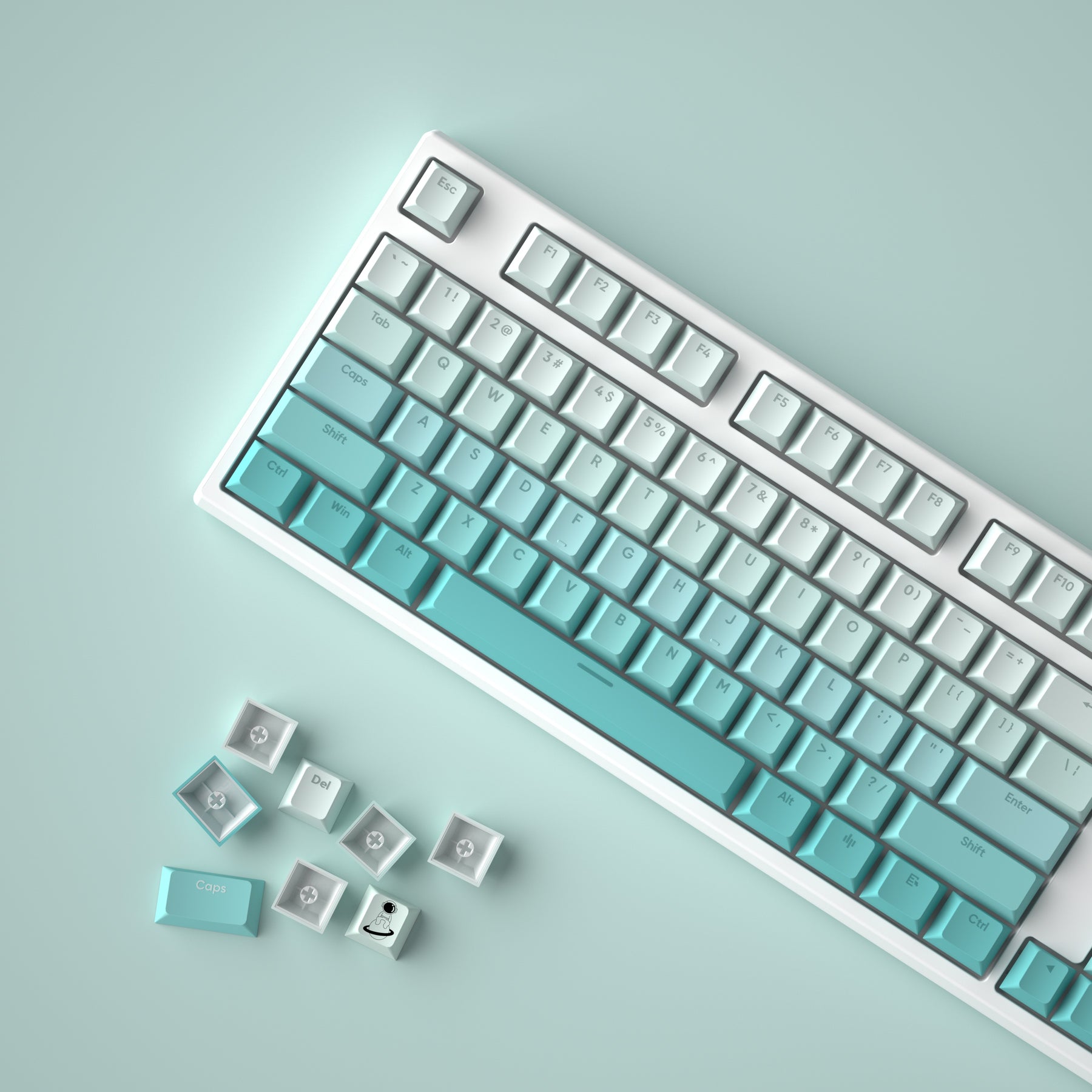 YUNZII Double Shot Gradient Keycap Set (127 Keys)- Tiffany Blue