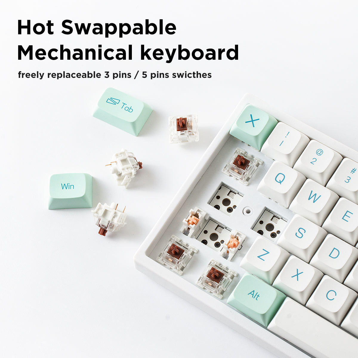 YUNZII YZ68 Mint Wireless Hot Swappable Mechanical Keyboard
