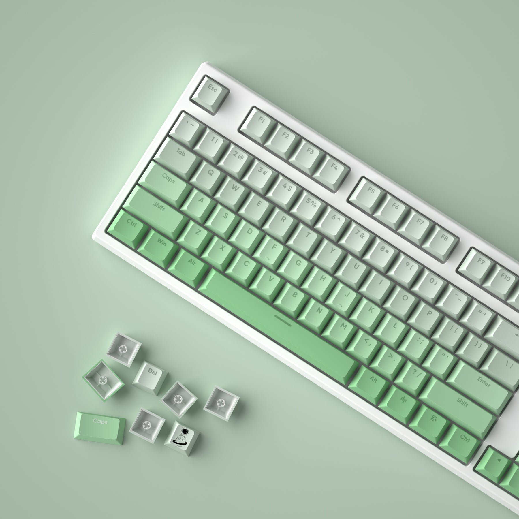 YUNZII Double Shot Gradient Keycap Set (127 Keys)- Spring Green