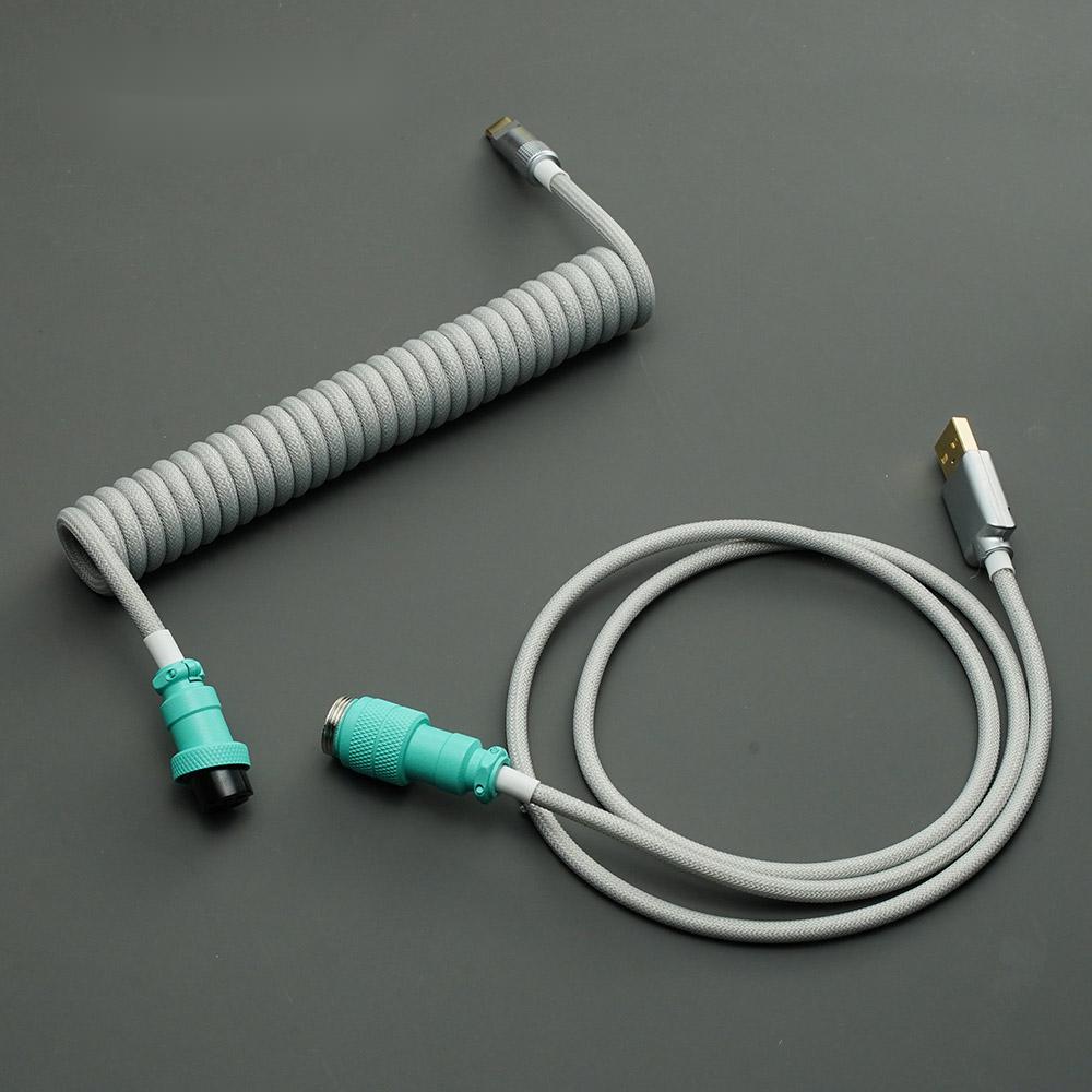 YUNZII Custom Coiled Aviator USB Cable - Grey Blue
