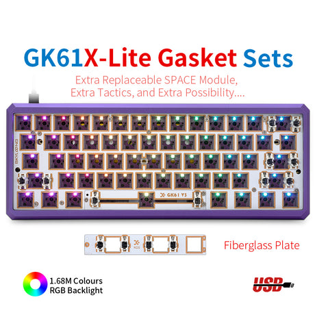 YUNZII GK61 Lite-Gasket Keyboard Kit With CNC Aluminum Keyboard Case