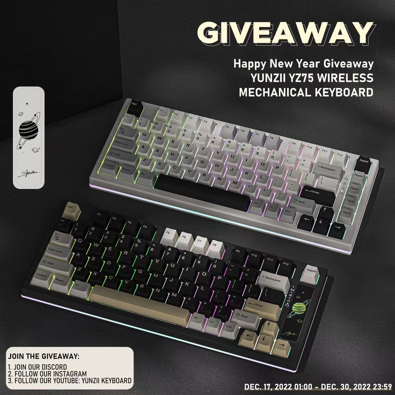 New Year Giveaway! YUNZII YZ75 Mechanical Keyboard