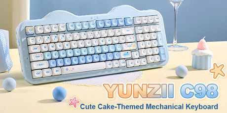 YUNZII C98 Cake Meow Wireless Mechanical Keyboard – New Blue Color Now Available!