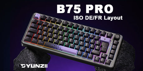 YUNZII B75 Pro Wireless Mechanical Keyboard ISO German Layout with French Keycaps -- Designed for European Users