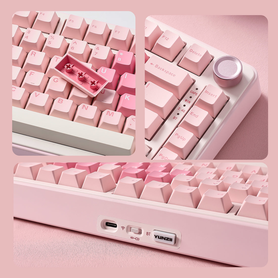 YUNZII B75 Pro Pink Wireless Mechanical Keyboard – YUNZII KEYBOARD