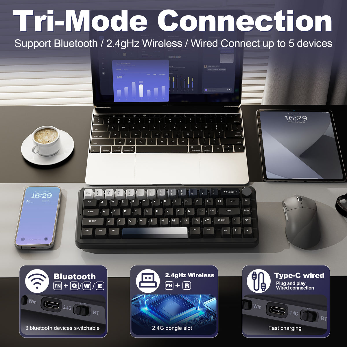 YUNZII B68 Wireless Mechanical Keyboard – YUNZII KEYBOARD