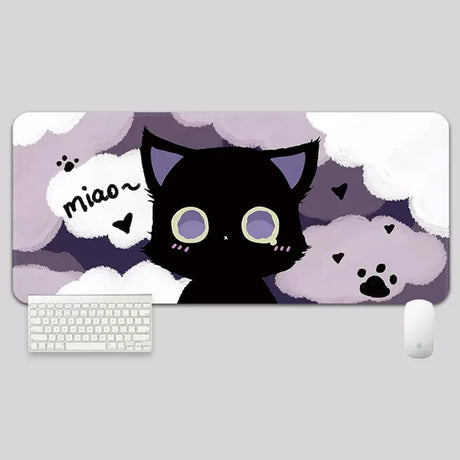YUZNII Oversized Cartoon Kitten Mouse Mat Desk Pad