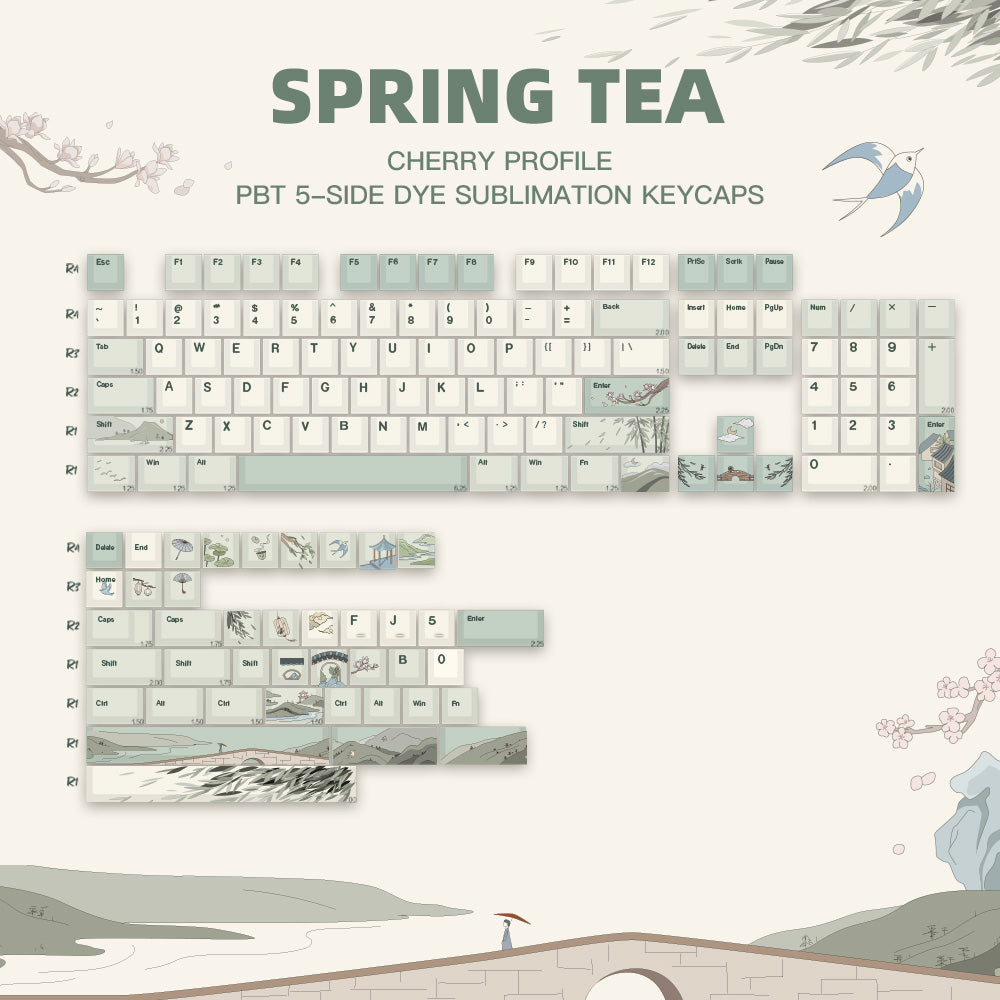 YUNZII Spring Tea Cherry Profile Keycap Set