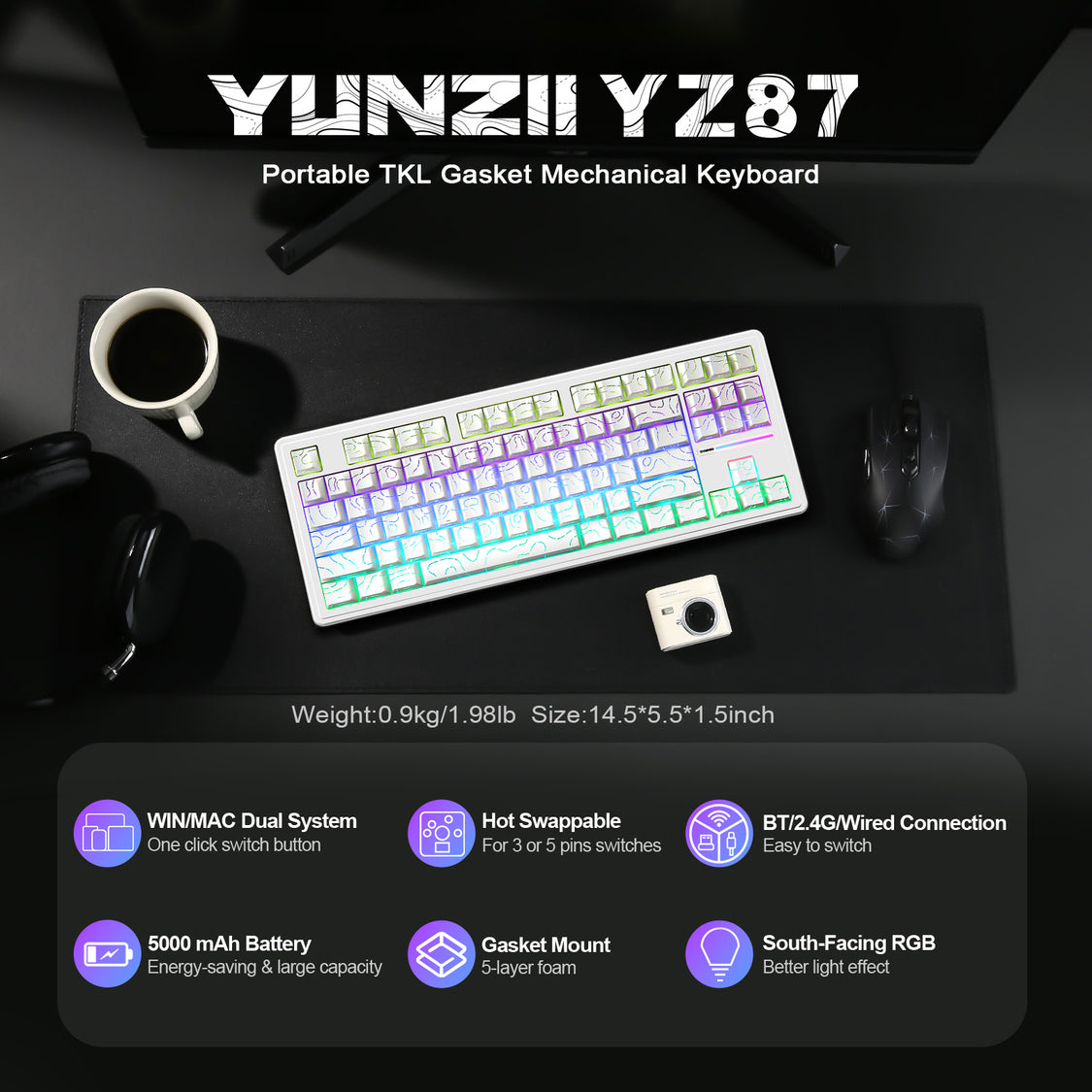Line Design Keyboard YUNZII YZ87 White Line Mechanical Gaming Keyboard – YUNZII KEYBOARD