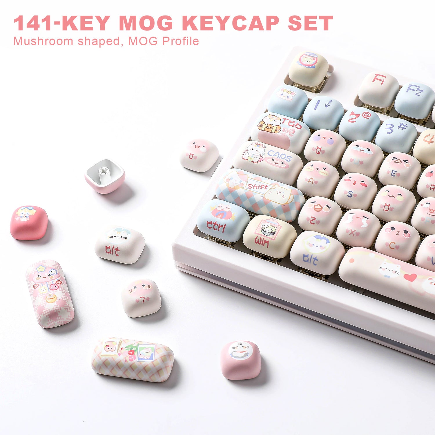 Pink Keycap Set pbt keycap set dye sub keycaps cherry profile custom keyboard FOREST ...