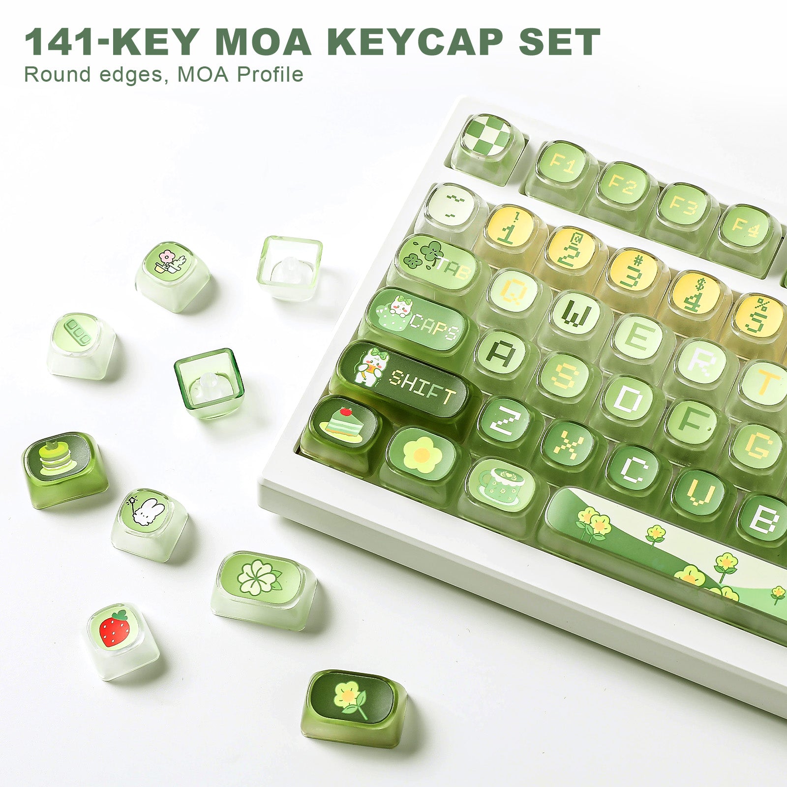 YUNZII Pudding Matcha Bunny MOA Profile Keycap Set – YUNZII KEYBOARD