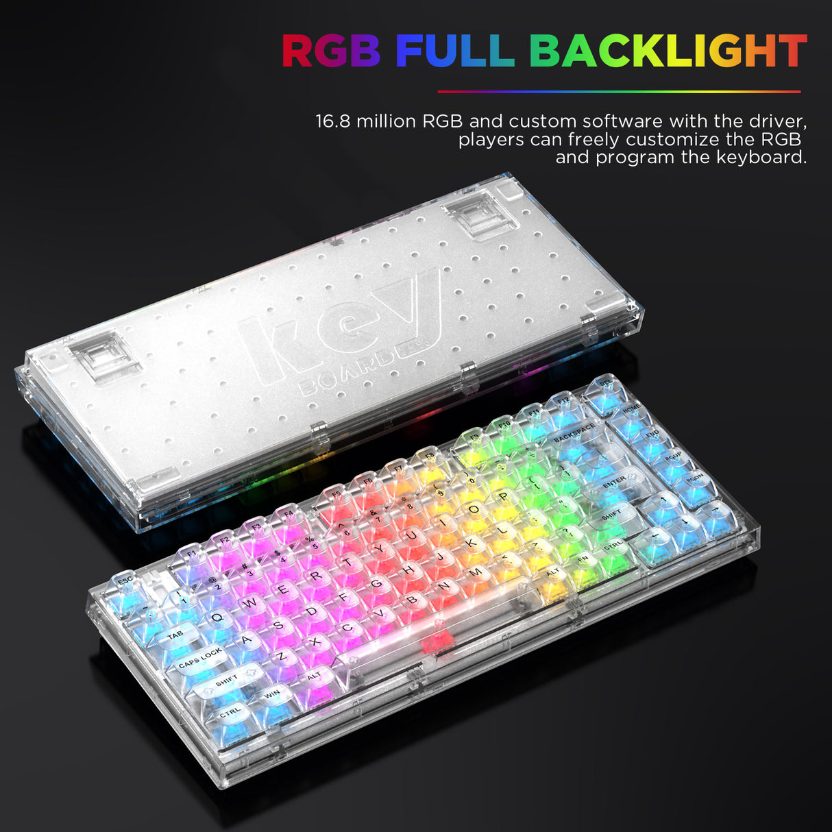 YUNZII X75 82 Keys Wired Hot Swappable Gasket Transparent Mechanical Keyboard