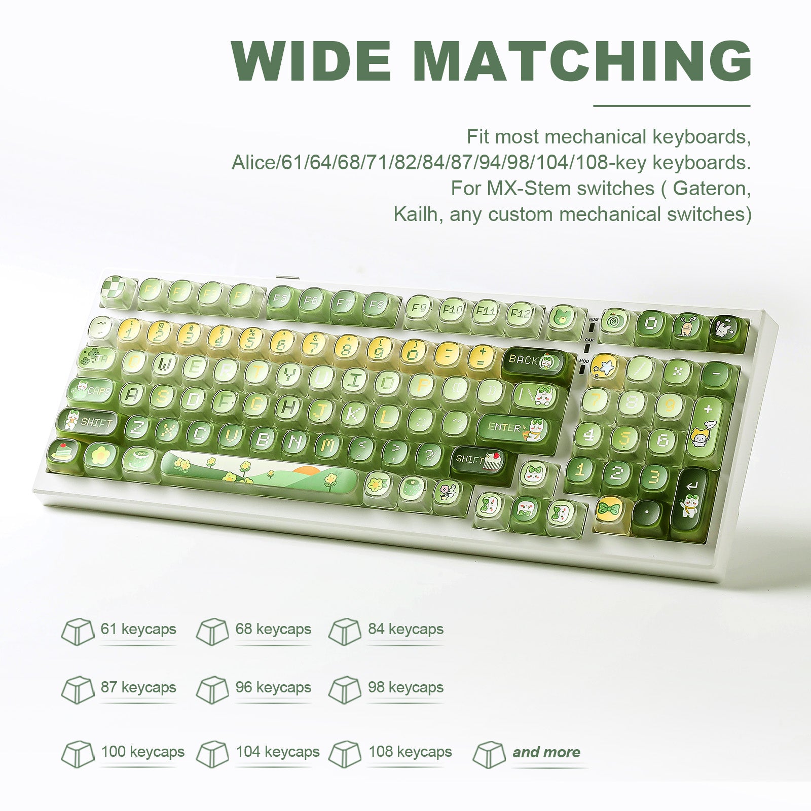 YUNZII Pudding Matcha Bunny MOA Profile Keycap Set – YUNZII KEYBOARD