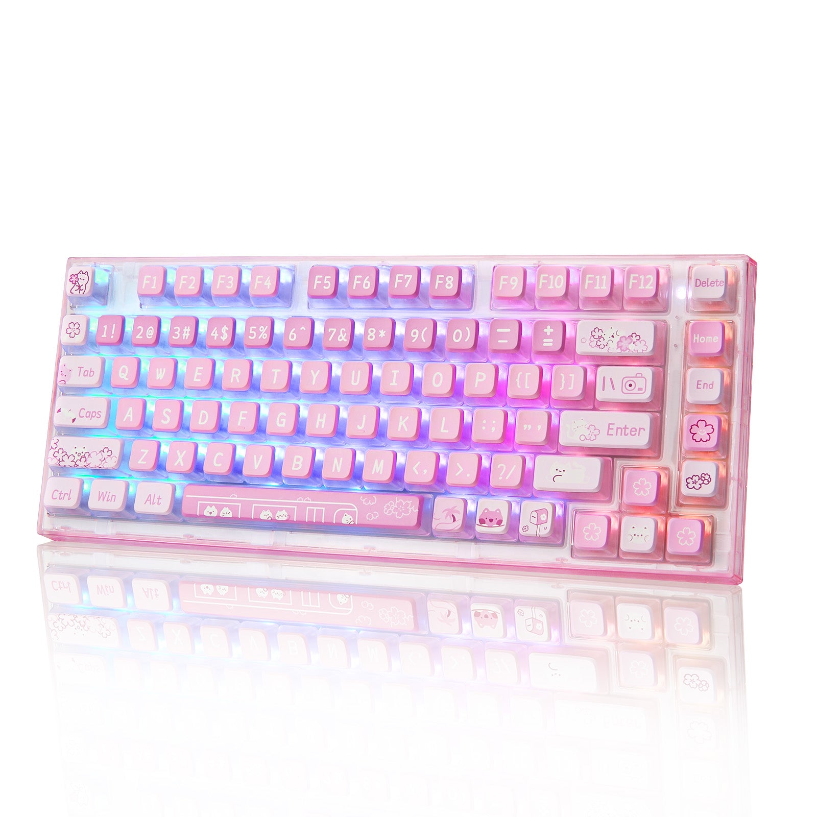 YUNZII X75/X75 PRO Pink 82 Keys Hot Swappable Gasket Transparent Mechanical Keyboard