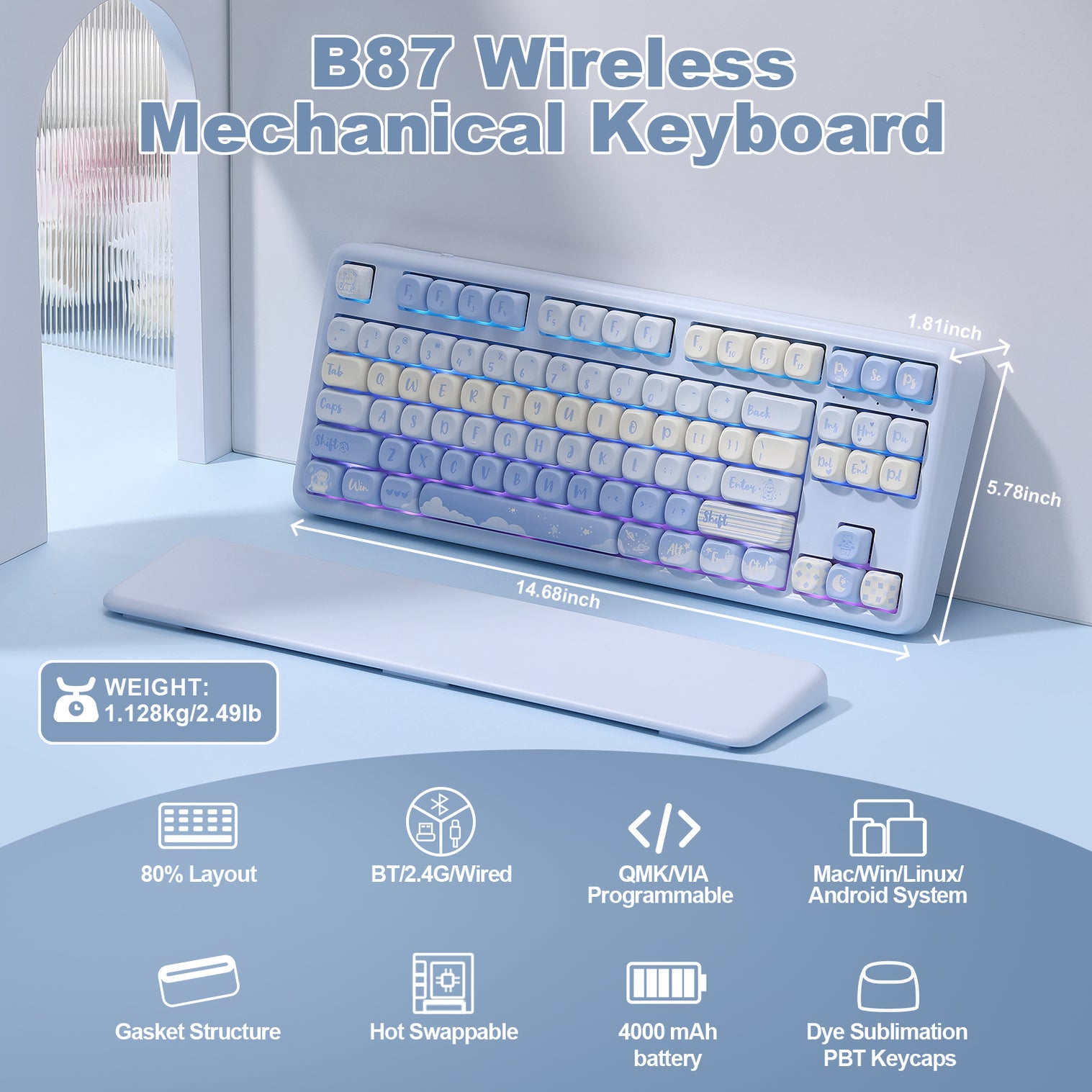 YUNZII B87 QMK/VIA Custom Mechanical Keyboard – YUNZII KEYBOARD