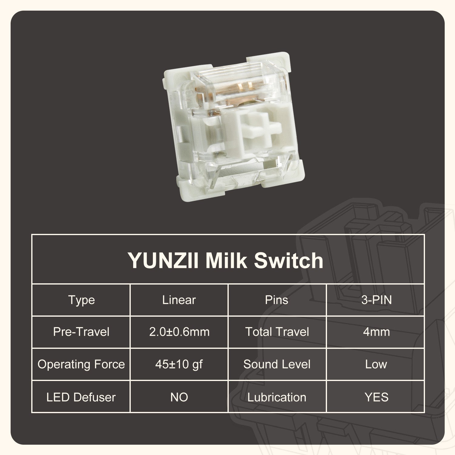 YUNZII Mlik 3-Pin Mechanical Keyboard Linear Switch