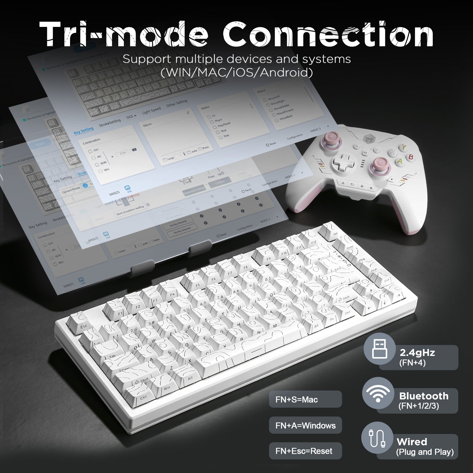 YUNZII RT80 White Line Rapid Trigger 8K Magnetic Keyboard keyboard image