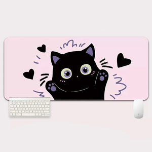 YUZNII Oversized Cartoon Kitten Mouse Mat Desk Pad