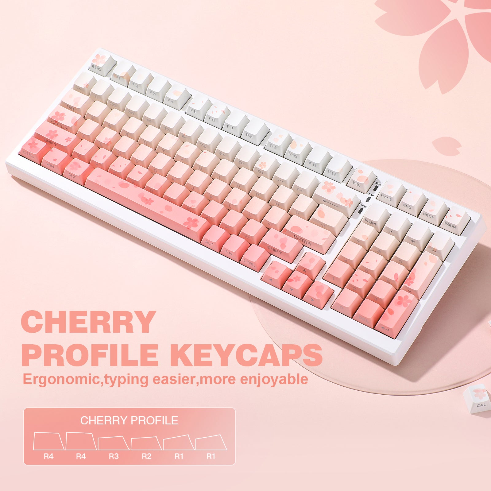 cherry✩.*˚ pbt keycap set dye sub keycaps cherry profile custom