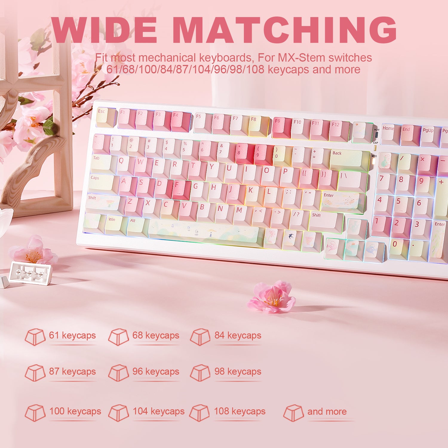 pbt keycap set dye sub keycaps cherry profile custom keyboard FOREST ...
