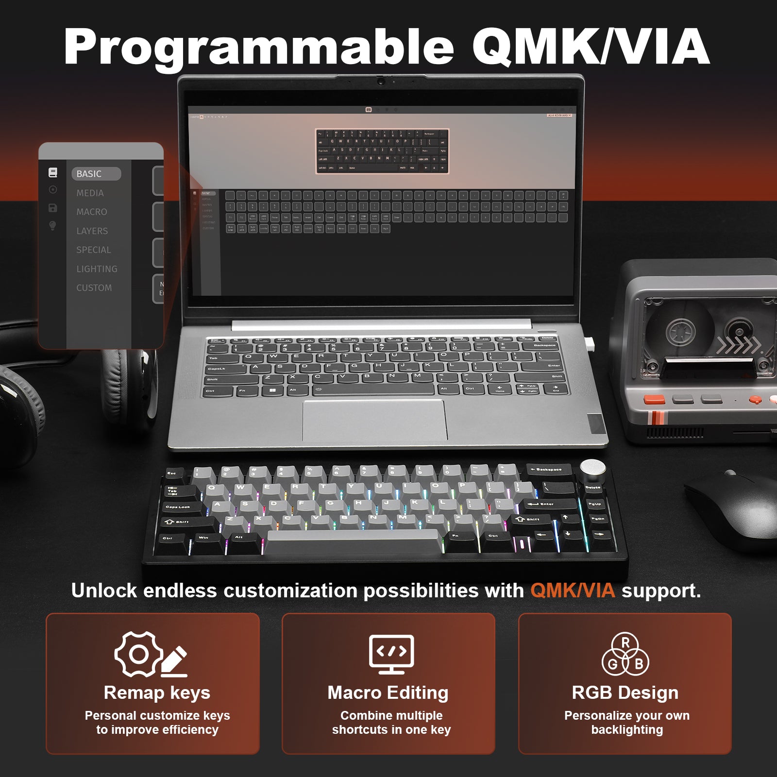 Giao diện QMK VIA dùng để tùy chỉnh YUNZII AL68