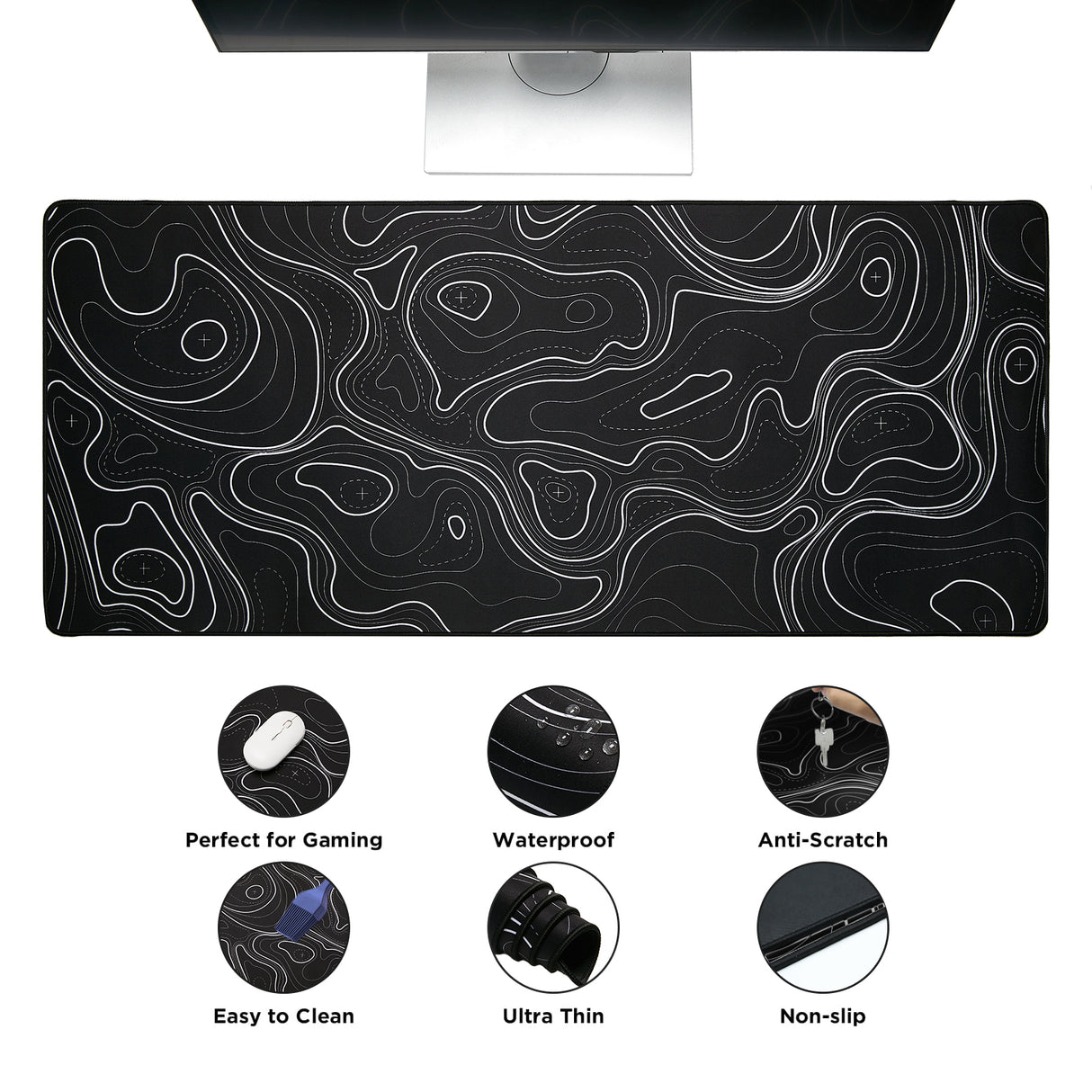 YUNZII Desk Pad Mouse Mat - Black Line