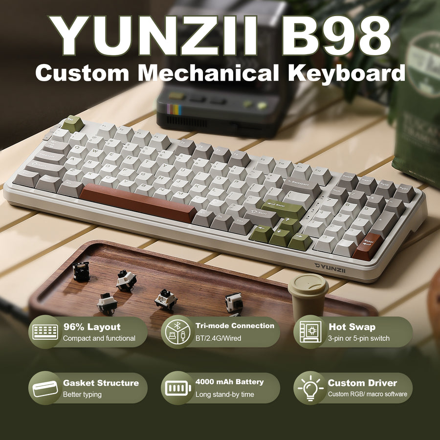 YUNZII B98 Wireless Mechanical Keyboard – YUNZII KEYBOARD