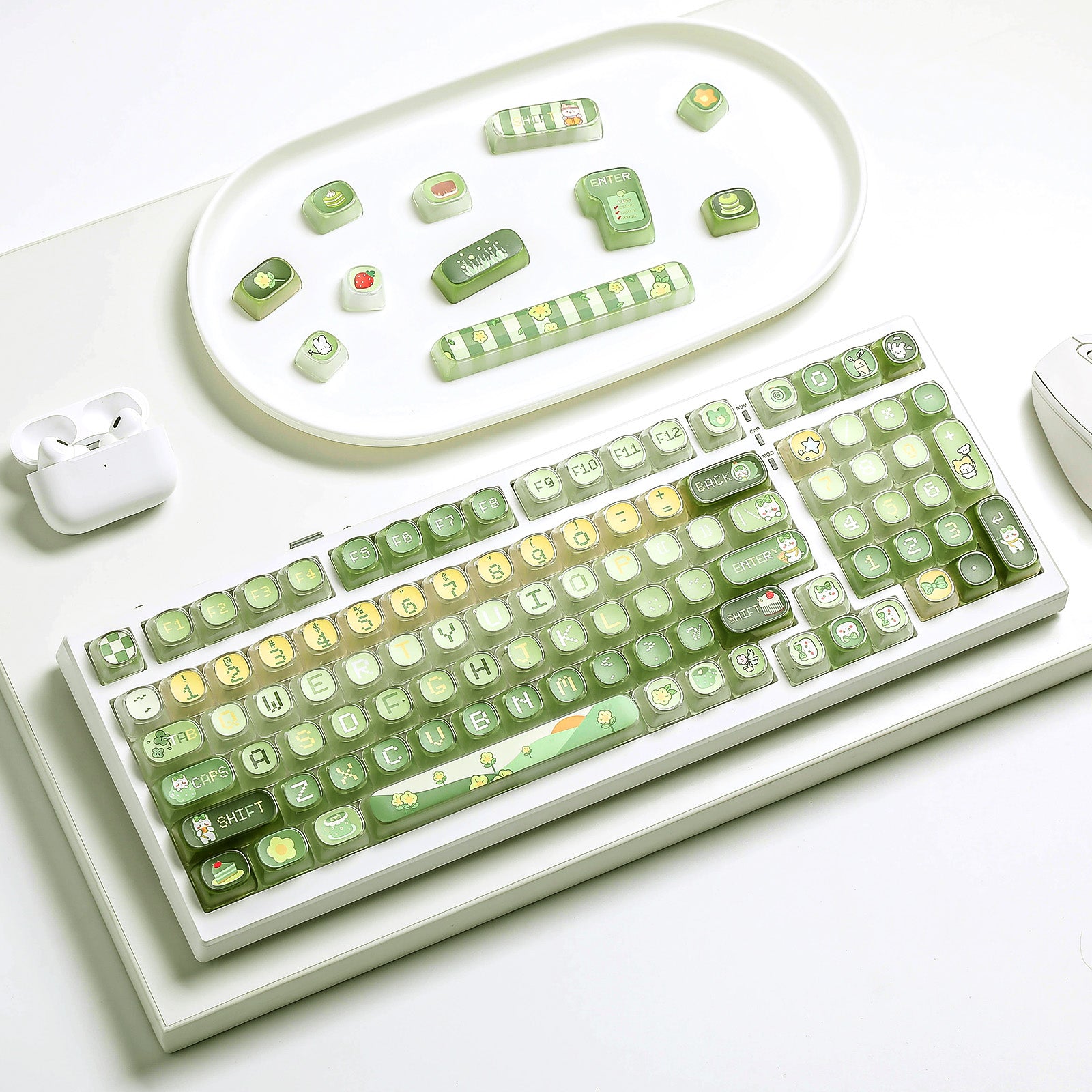YUNZII Pudding Matcha Bunny MOA Profile Keycap Set – YUNZII KEYBOARD