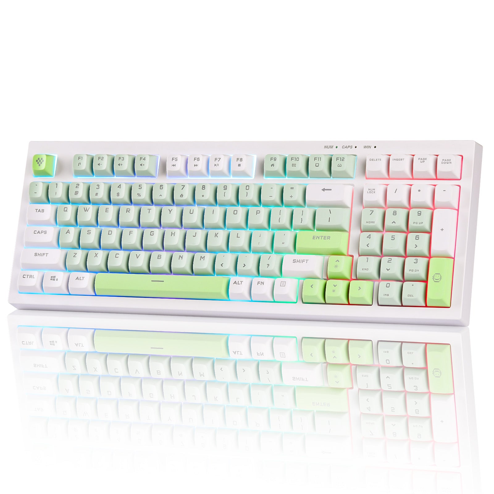 YUNZII D98 White Wired RGB Membrane Keyboard keyboard image