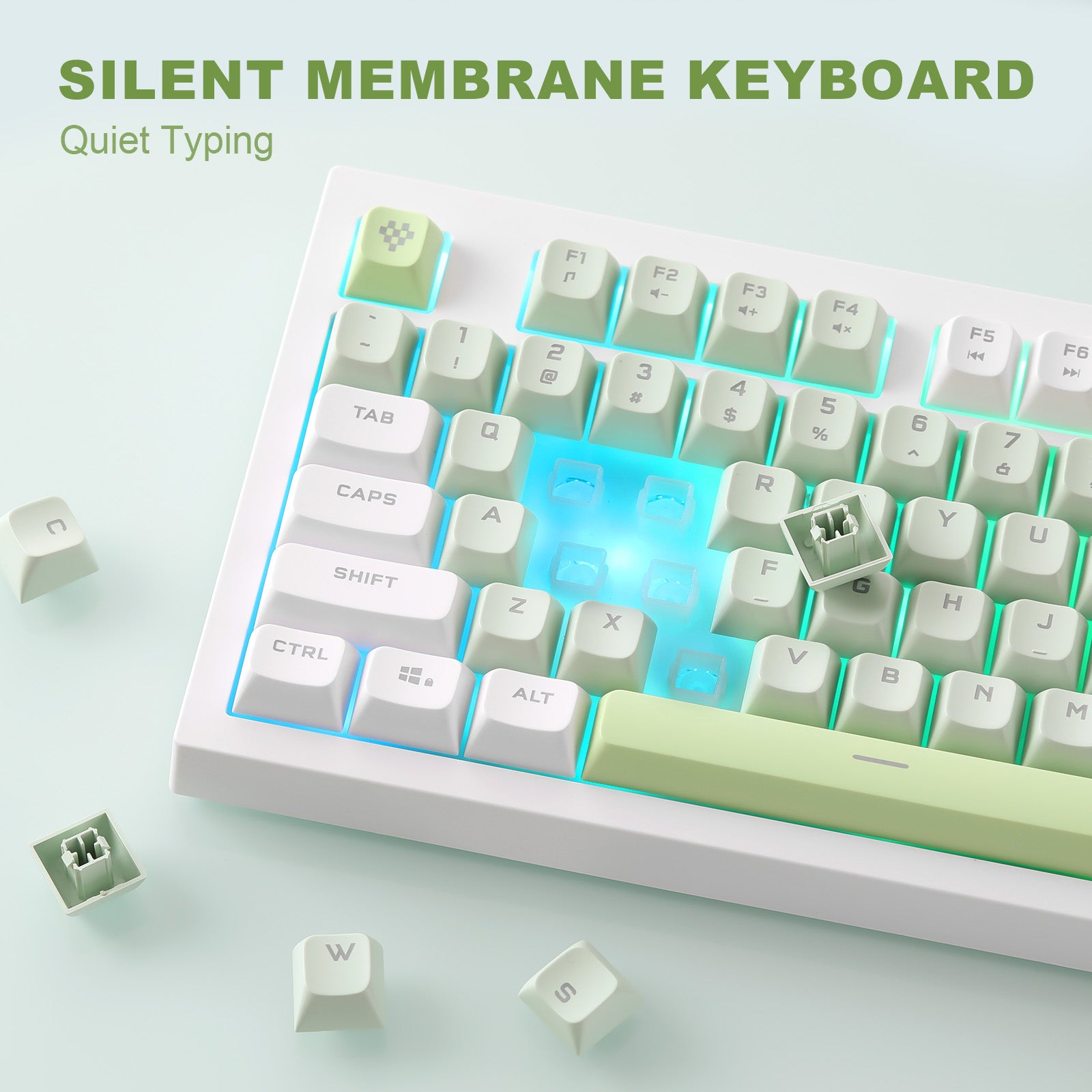 YUNZII D98 White Wired RGB Membrane Keyboard keyboard image