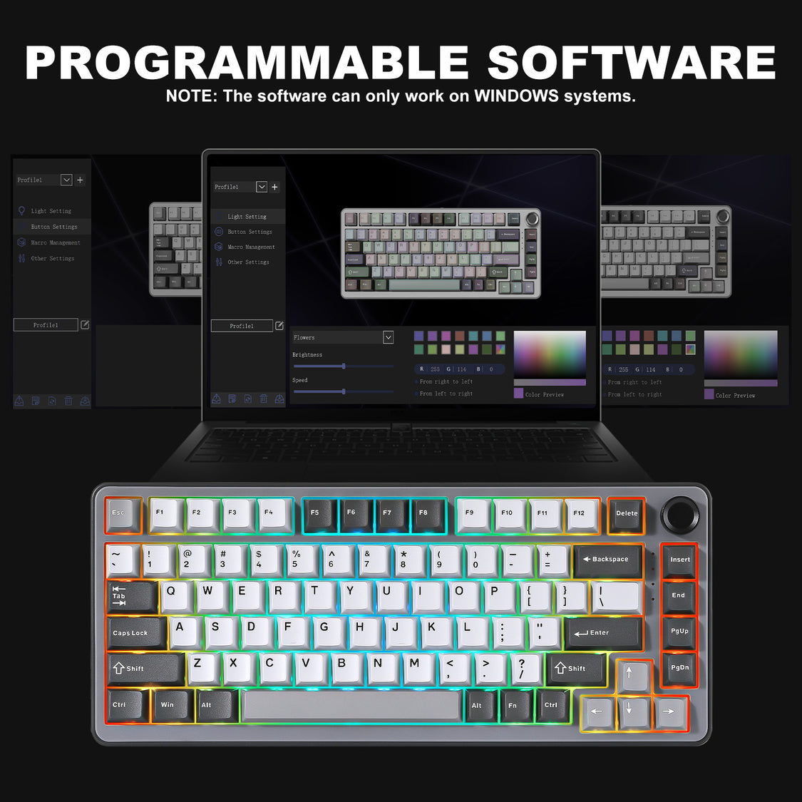 YUNZII B75 Pro Dark Gray Wireless Mechanical Keyboard – YUNZII KEYBOARD