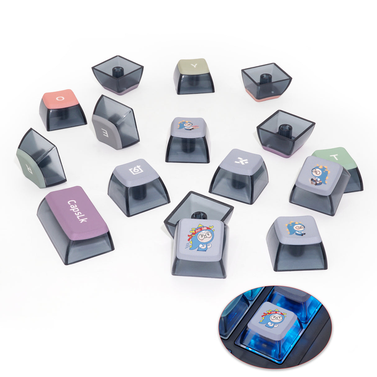 YUNZII Pink Rainbow Keycap Set