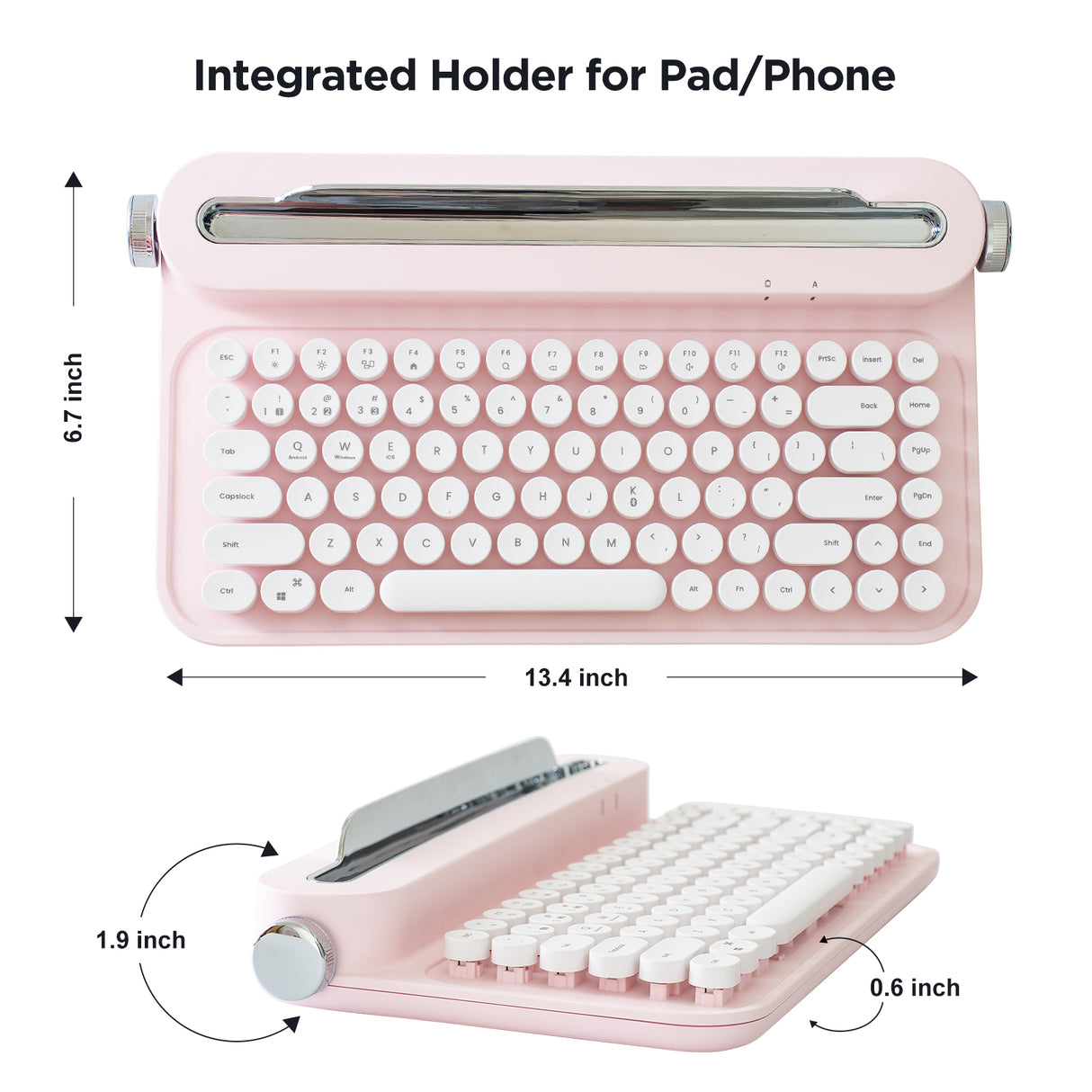 YUNZII ACTTO B305 Wireless Keyboard - Baby Pink