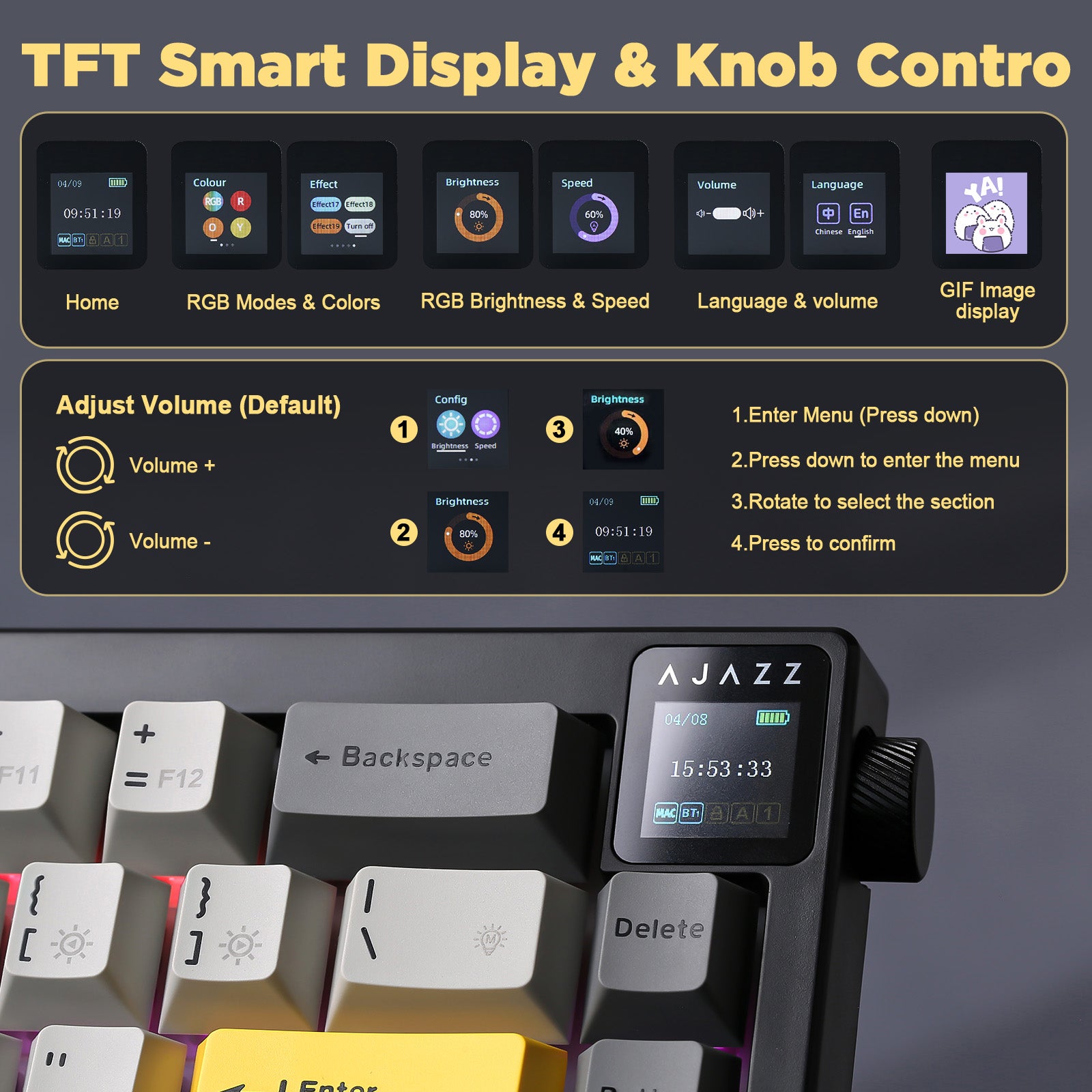 Ajazz AK650 Wireless Mechanical Keyboard keyboard image