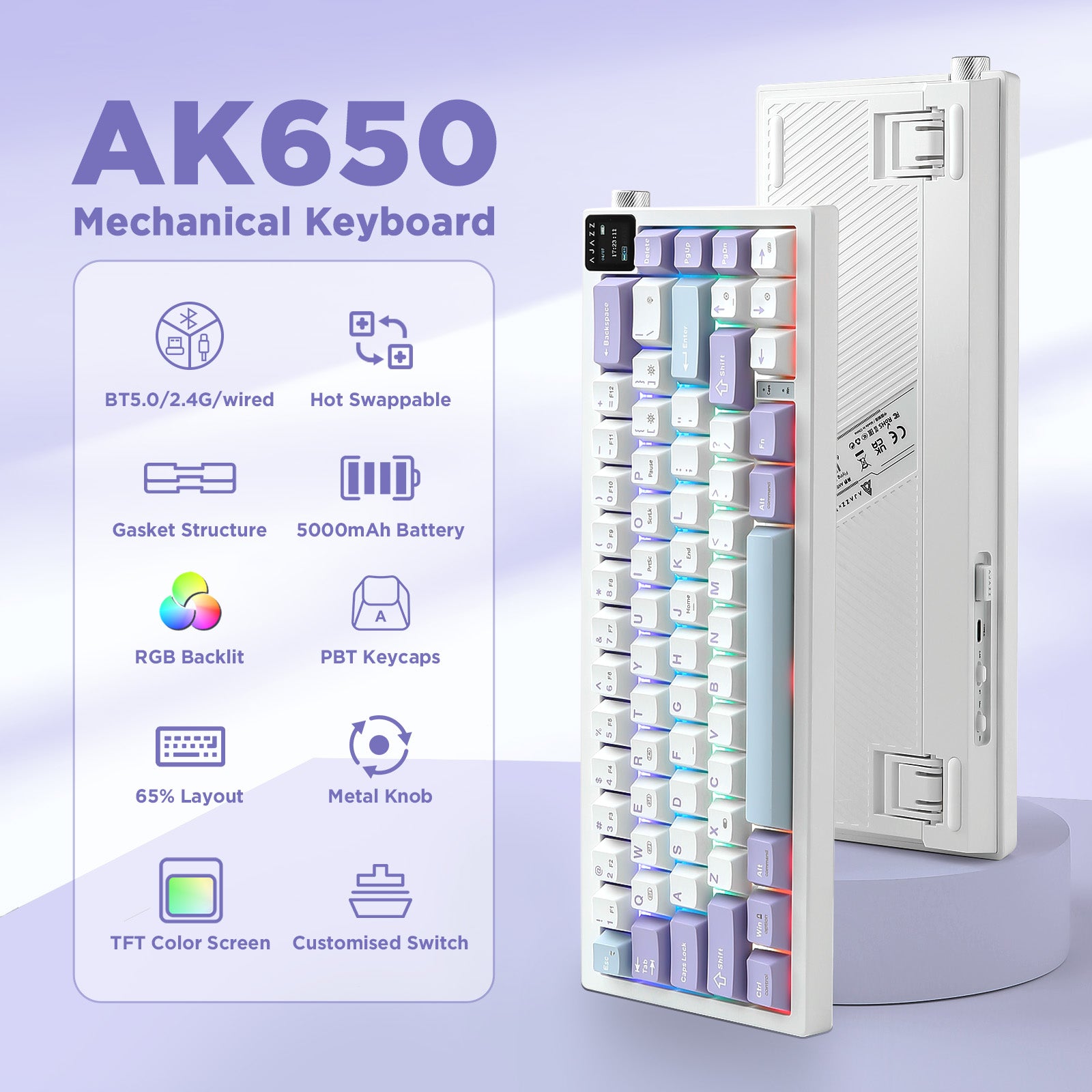 Ajazz AK650 Wireless Mechanical Keyboard keyboard image