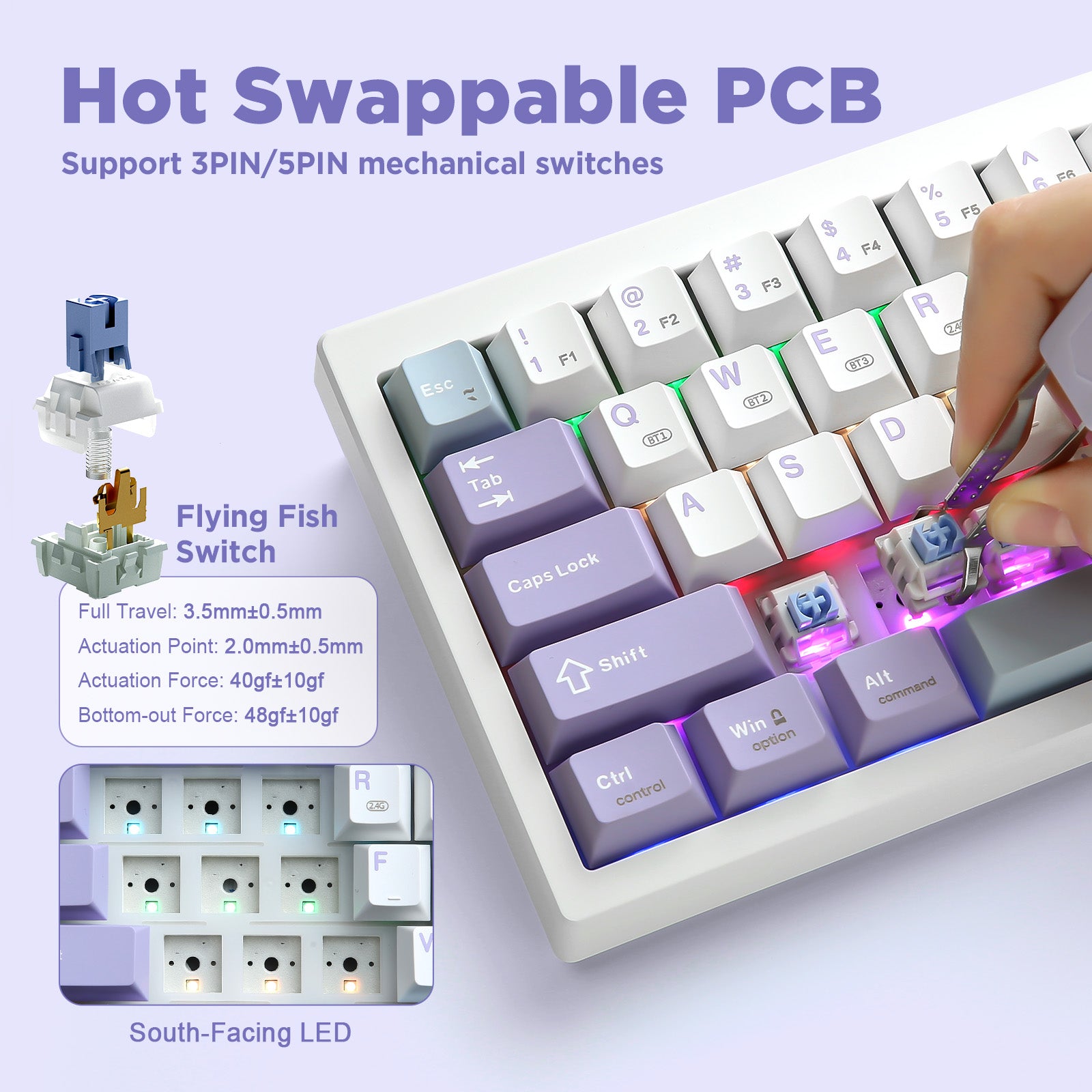 Ajazz AK650 Wireless Mechanical Keyboard keyboard image