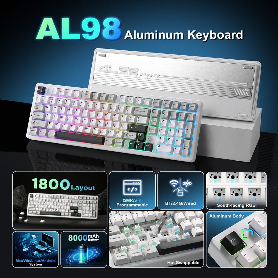 YUNZII AL98 QMK/VIA Full Aluminum Mechanical Gaming Keyboard – YUNZII ...
