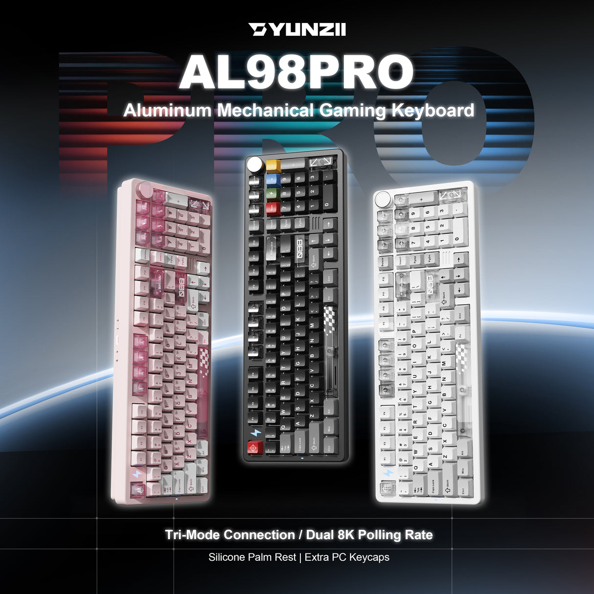 YUNZII AL98 PRO Dual-8K Wireless Aluminum Mechanical Keyboard