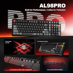 YUNZII AL98 PRO Dual-8K Wireless Aluminum Mechanical Keyboard