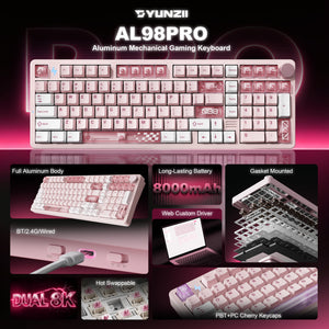 YUNZII AL98 PRO Dual-8K Wireless Aluminum Mechanical Keyboard
