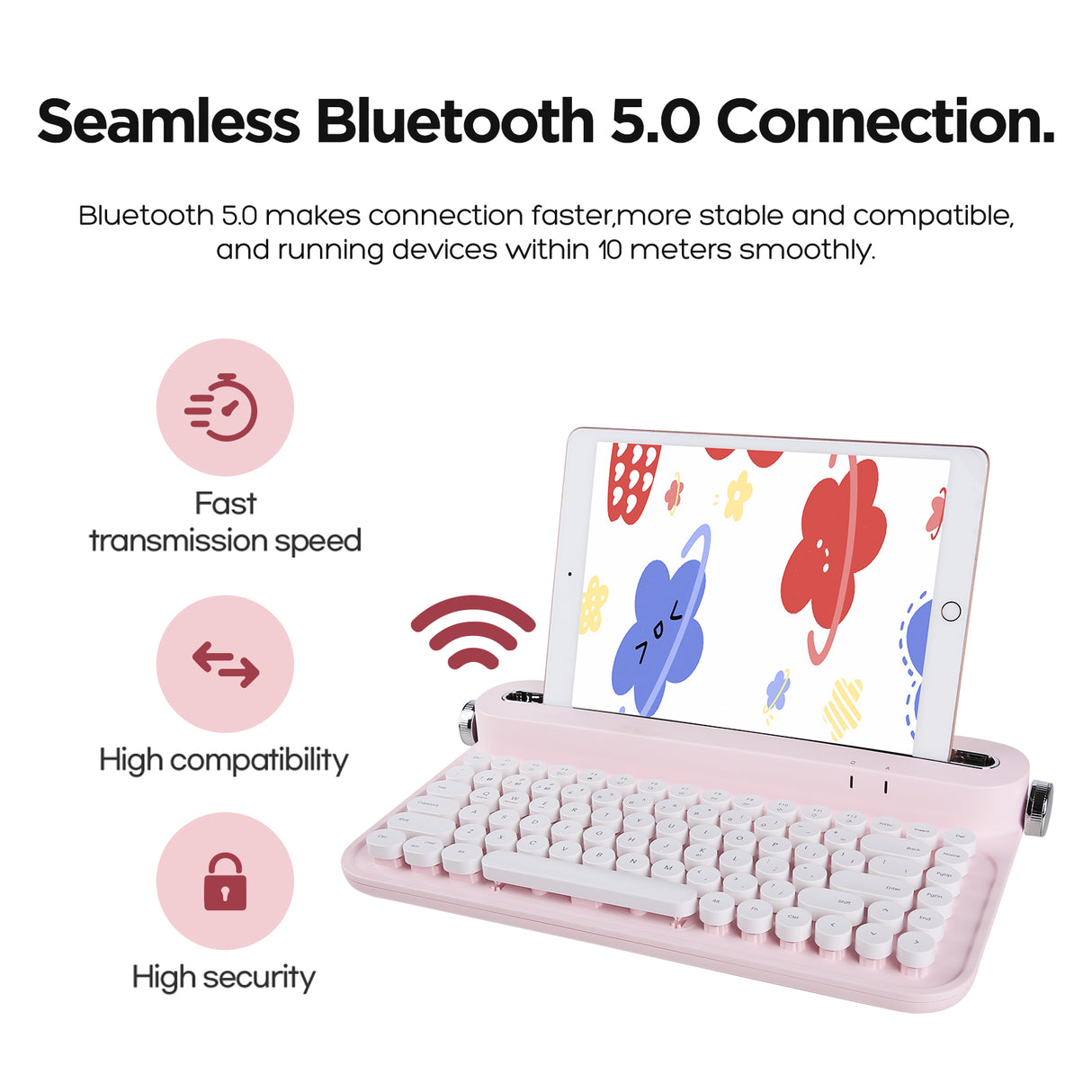 YUNZII ACTTO B305 Wireless Keyboard - Baby Pink