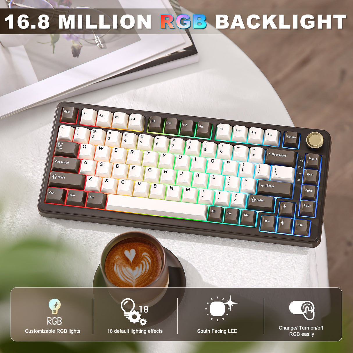 YUNZII B75 Pro Coffee Brown Wireless Mechanical Keyboard