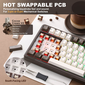 YUNZII B75 Pro Coffee Brown Wireless Mechanical Keyboard