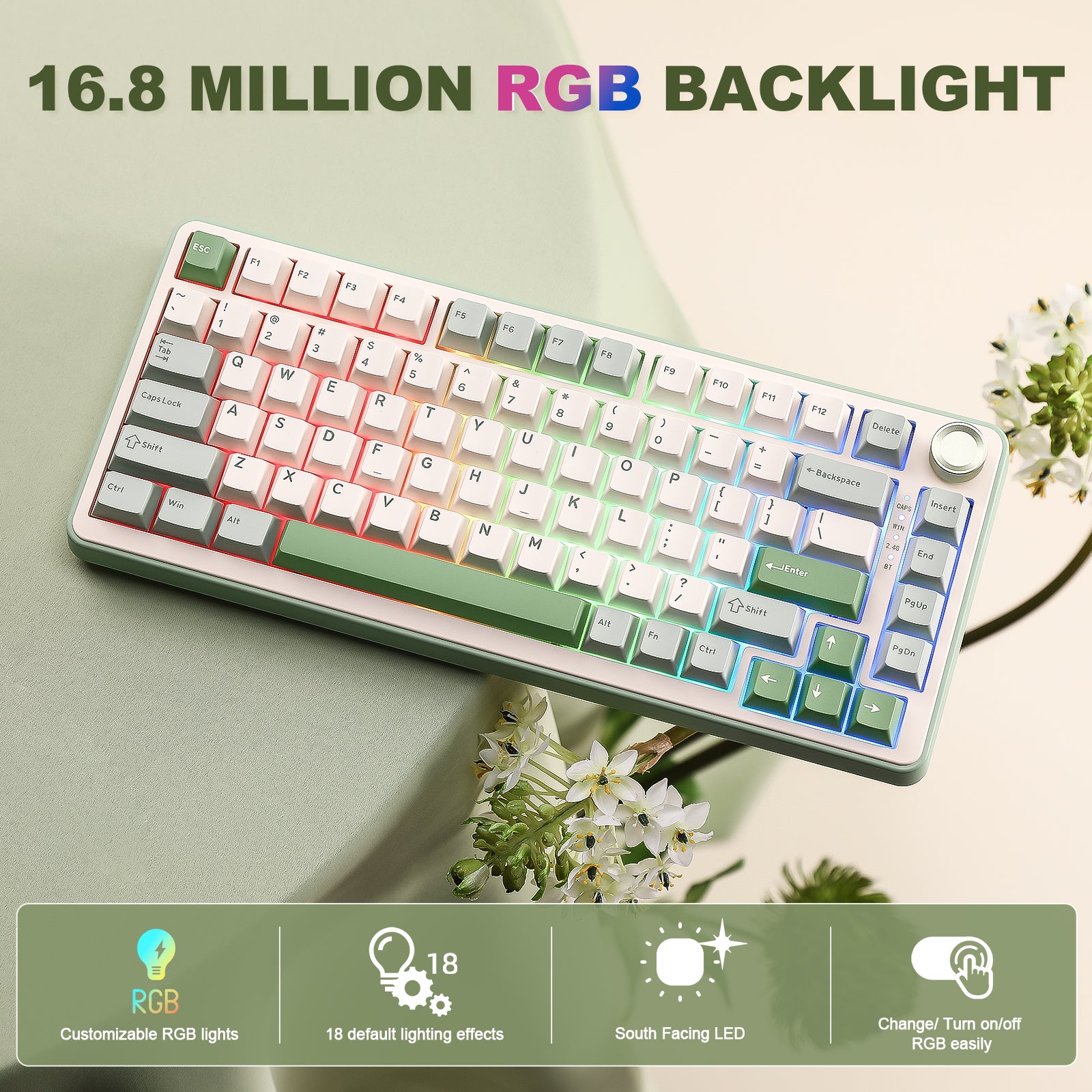 YUNZII B75 Pro Green Wireless Mechanical Keyboard keyboard image