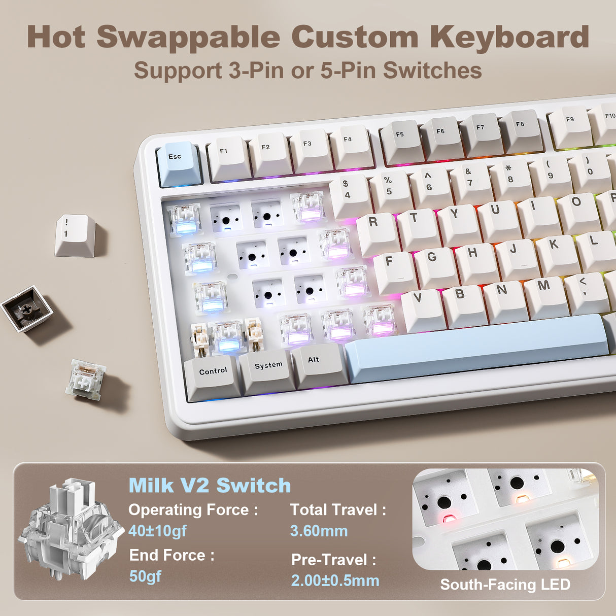 YUNZII B75 PRO MAX QMK/VIA Knob TFT Screen Wireless Mechanical Keyboard