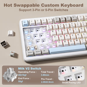 YUNZII B75 PRO MAX QMK/VIA Knob TFT Screen Wireless Mechanical Keyboard