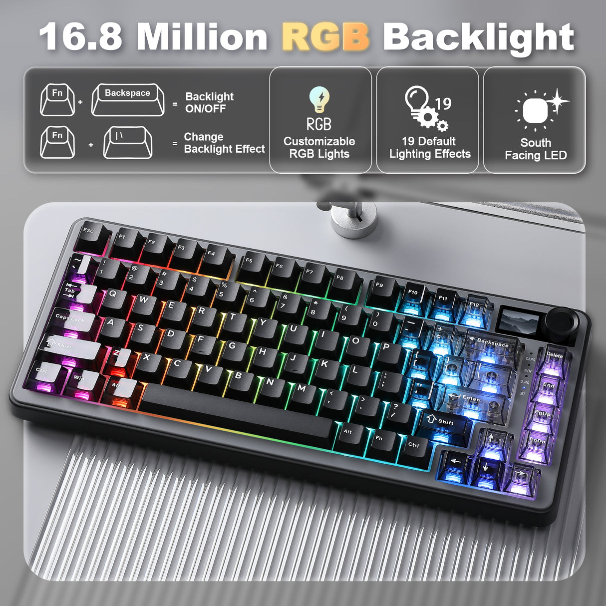 YUNZII B75 PRO MAX QMK/VIA Knob TFT Screen Wireless Mechanical Keyboard