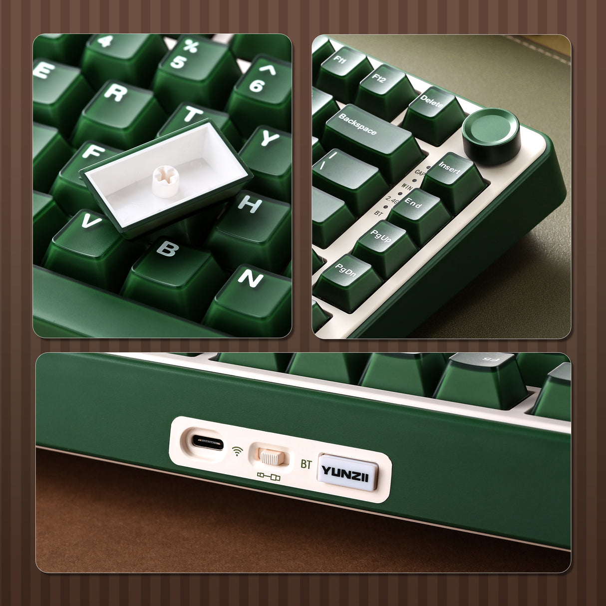 YUNZII B75 Pro Olive Green Wireless Mechanical Keyboard
